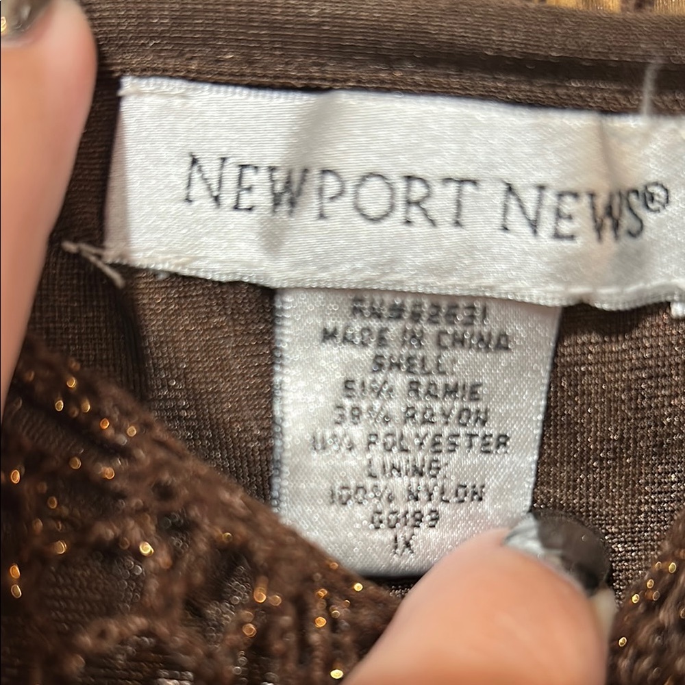 Newport News Metallic Brown Knit Top